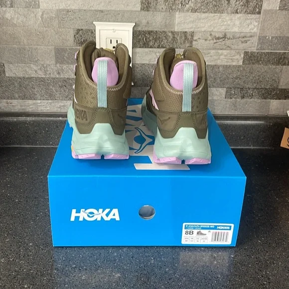 Hoka Anacapa Breeze Mid High-Top Sneakers in Olive and Lavender - Picture 2 of 5